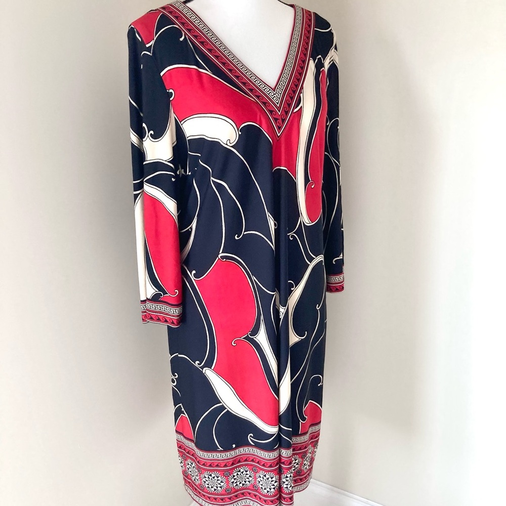 Chico’s V Neck Brody Border Dress Size M - Picture 7 of 11